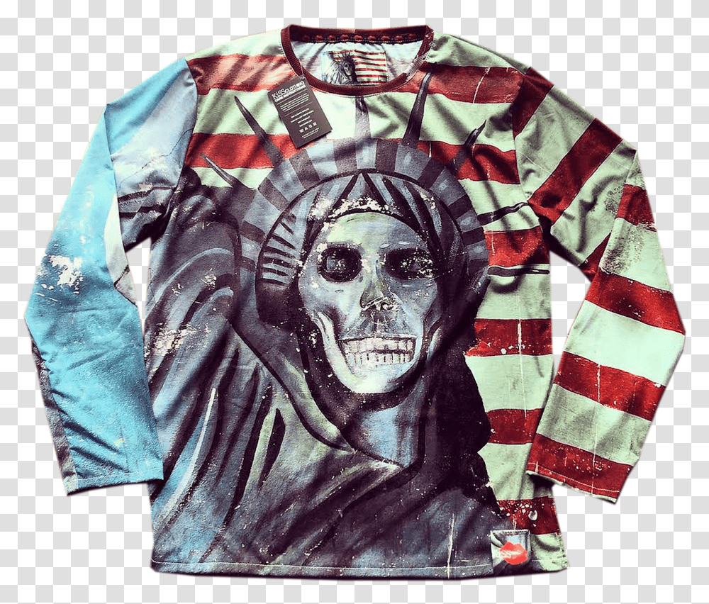 Liberty Skull Kiss Cut Amp Sew Top Statue Of Liberty, Apparel, Sweatshirt, Sweater Transparent Png