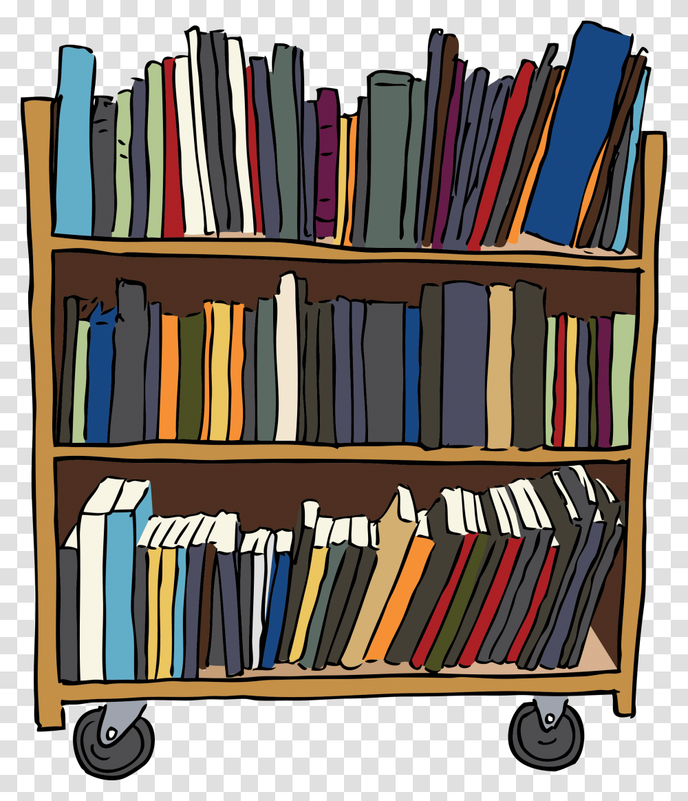 Library Book Cart Clip Arts Library Clipart, Furniture, Room, Indoors, Bookcase Transparent Png