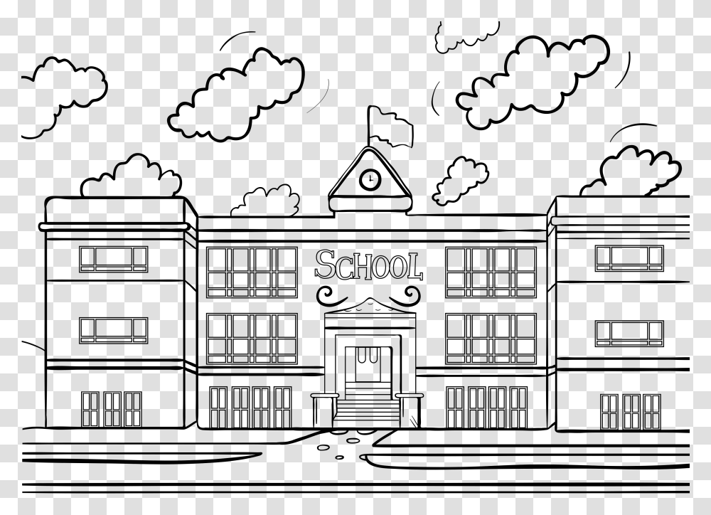 Library Building Clipart Black And White Coloring Pages Of Schools, Mansion, House, Housing, Architecture Transparent Png