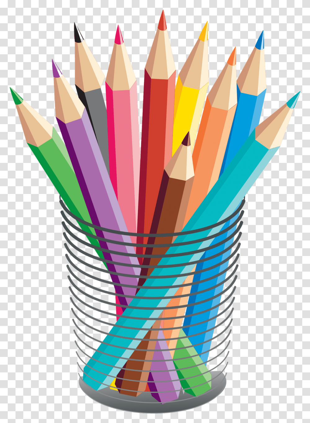 Library Colored Pencil Stationary Transprent Color Pencil Vector, Balloon Transparent Png