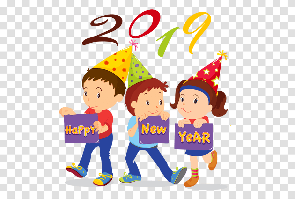 Library Happy New Year 2019 Files Happy New Year For Kids, Clothing, Apparel, Party Hat, Person Transparent Png
