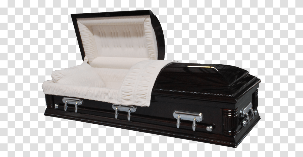 Library Library Coffin Funeral Black Casket With Gold Trim, Furniture, Bed, Luggage Transparent Png