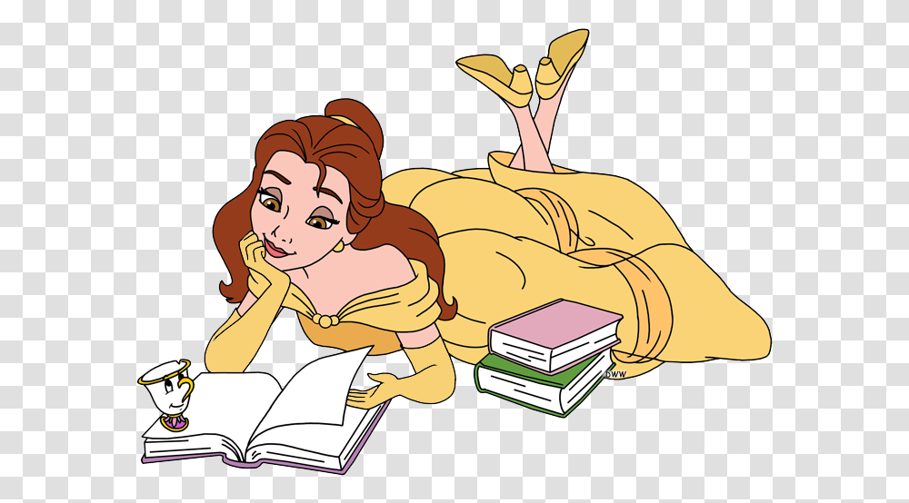 Library Of Belle With Book Picture Belle Reading Clipart, Person, Human, Comics, Manga Transparent Png