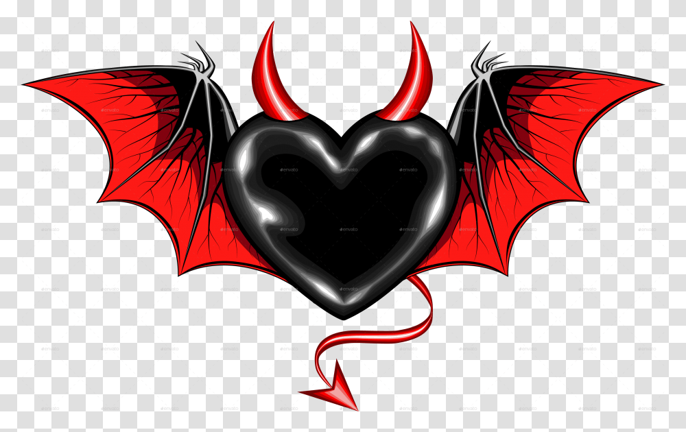 Library Of Black Heart Vector Freeuse Download Heart With Horns, Text Transparent Png