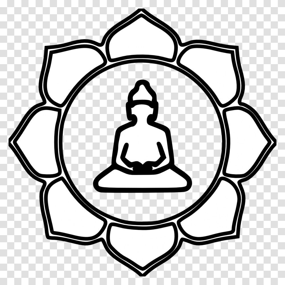 Library Of Buddhism Picture Files Buddhist Symbol Black And White, Stencil, Logo, Trademark, Art Transparent Png