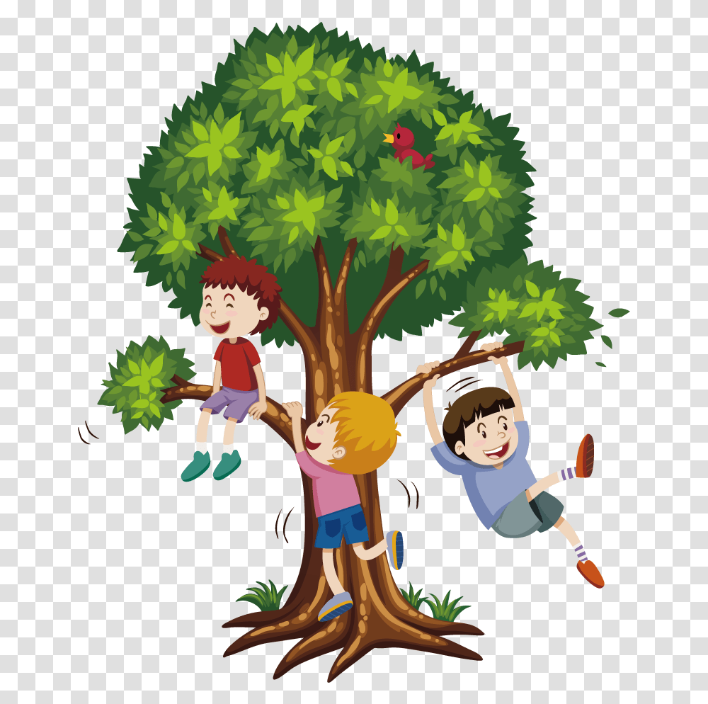 Library Of Climbing Tree Clip Royalty Climb The Tree Cartoon, Vegetation, Plant, Person, Outdoors Transparent Png