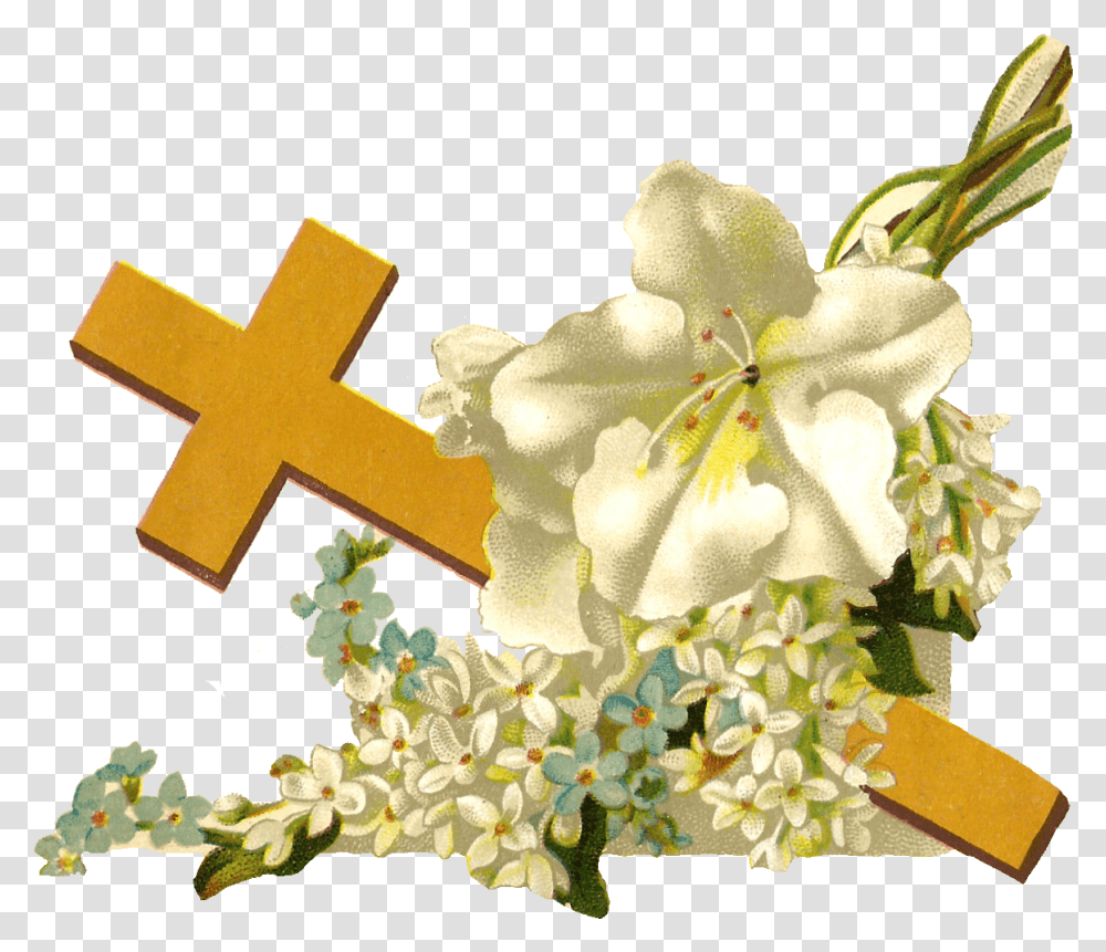 Library Of Cross Funeral Flowers Banner Freeuse Files Religious Flowers, Plant, Blossom, Pollen, Symbol Transparent Png