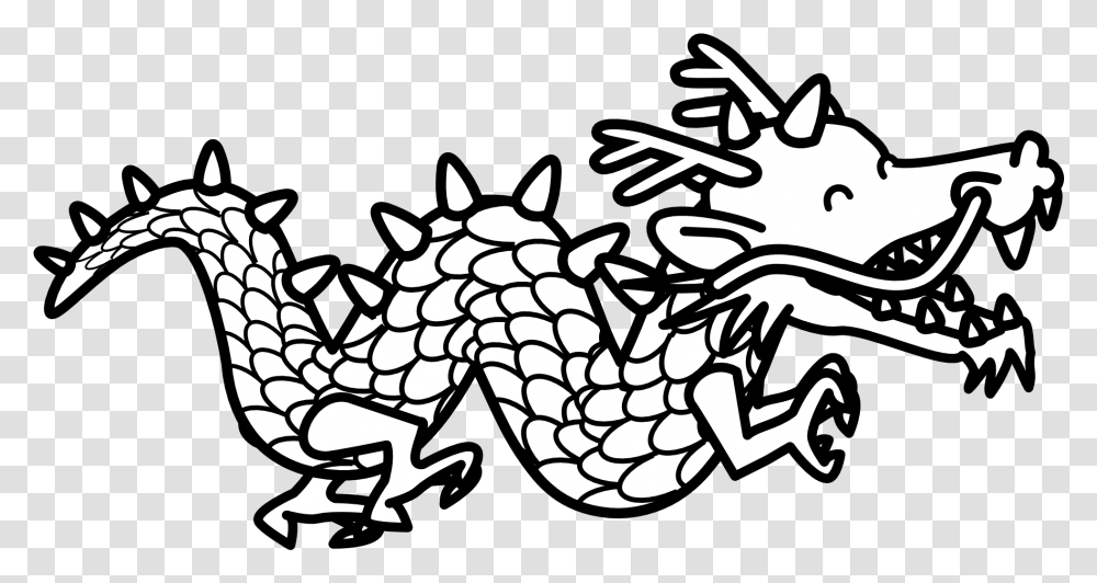 Library Of Dragon Black And White Stock Cute Chinese Dragon Clipart, Stencil, Reptile, Animal Transparent Png