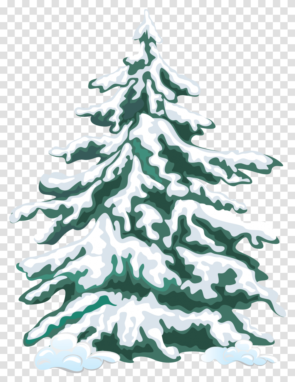 Library Of Evergreen Tree With Snow Jpg Christmas Tree Vector Snow, Plant, Ornament, Pine, Rug Transparent Png