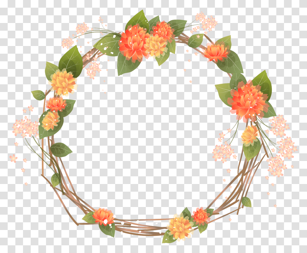 Library Of Fall Flower Wreath Clip Files Flower Wreath Frame, Floral Design, Pattern, Graphics, Art Transparent Png