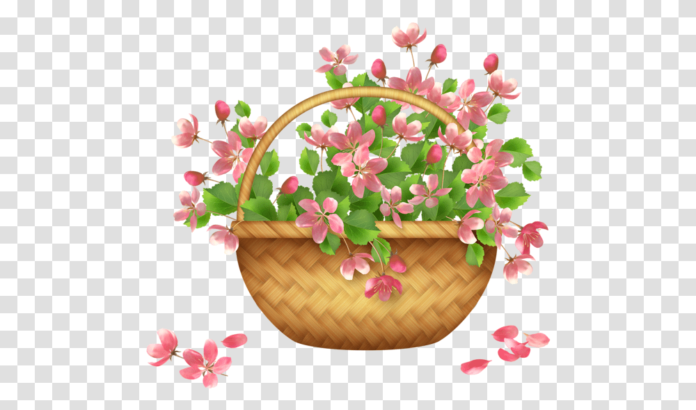 Library Of Flower Baskets Files Flower Basket Clipart, Plant, Blossom, Petal, Potted Plant Transparent Png