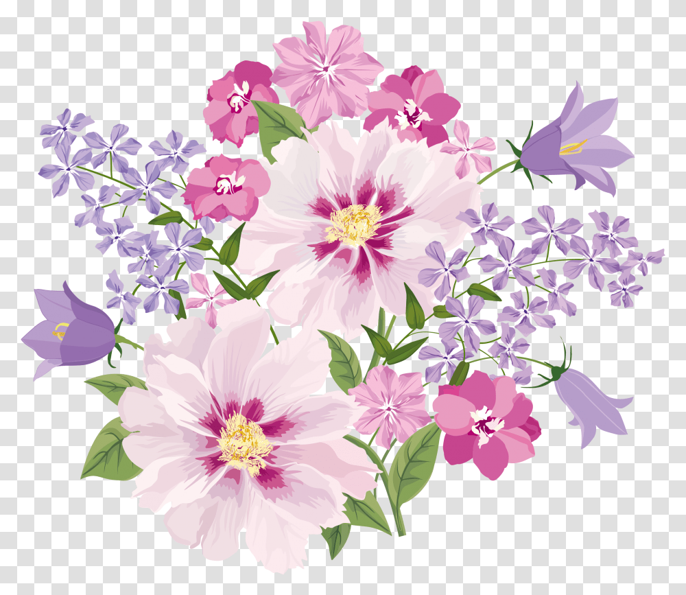 Library Of Flower Blooming Clipart Flower Vector Pink And Purple, Plant, Petal, Dahlia, Floral Design Transparent Png