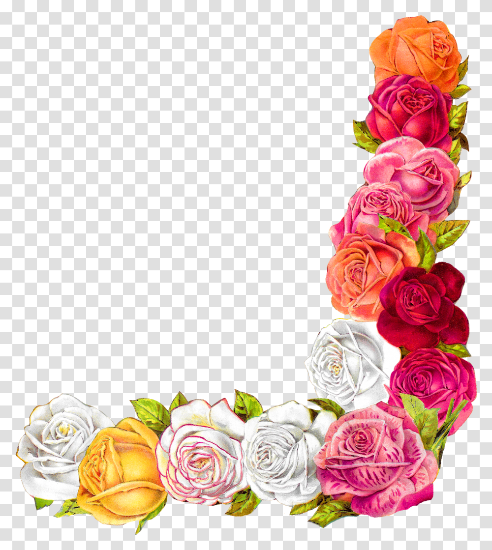 Library Of Flower Border Design Image Download Corner Rose Border Design, Graphics, Art, Plant, Floral Design Transparent Png