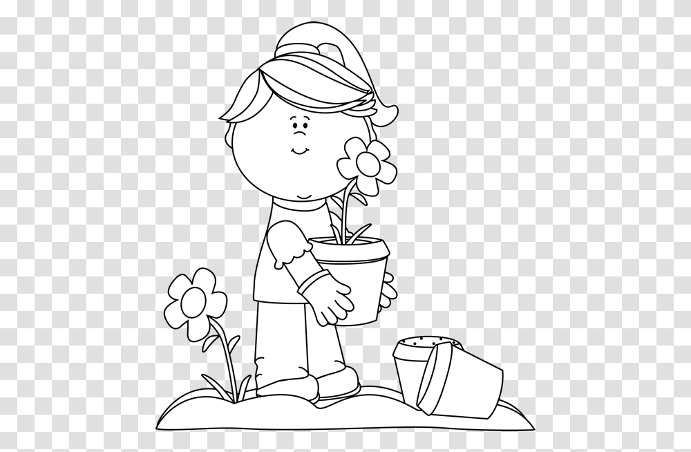 Library Of Flower Girl Clipart Stock Black And Plant Flowers Clipart Black And White, Person, Human, Hat, Clothing Transparent Png