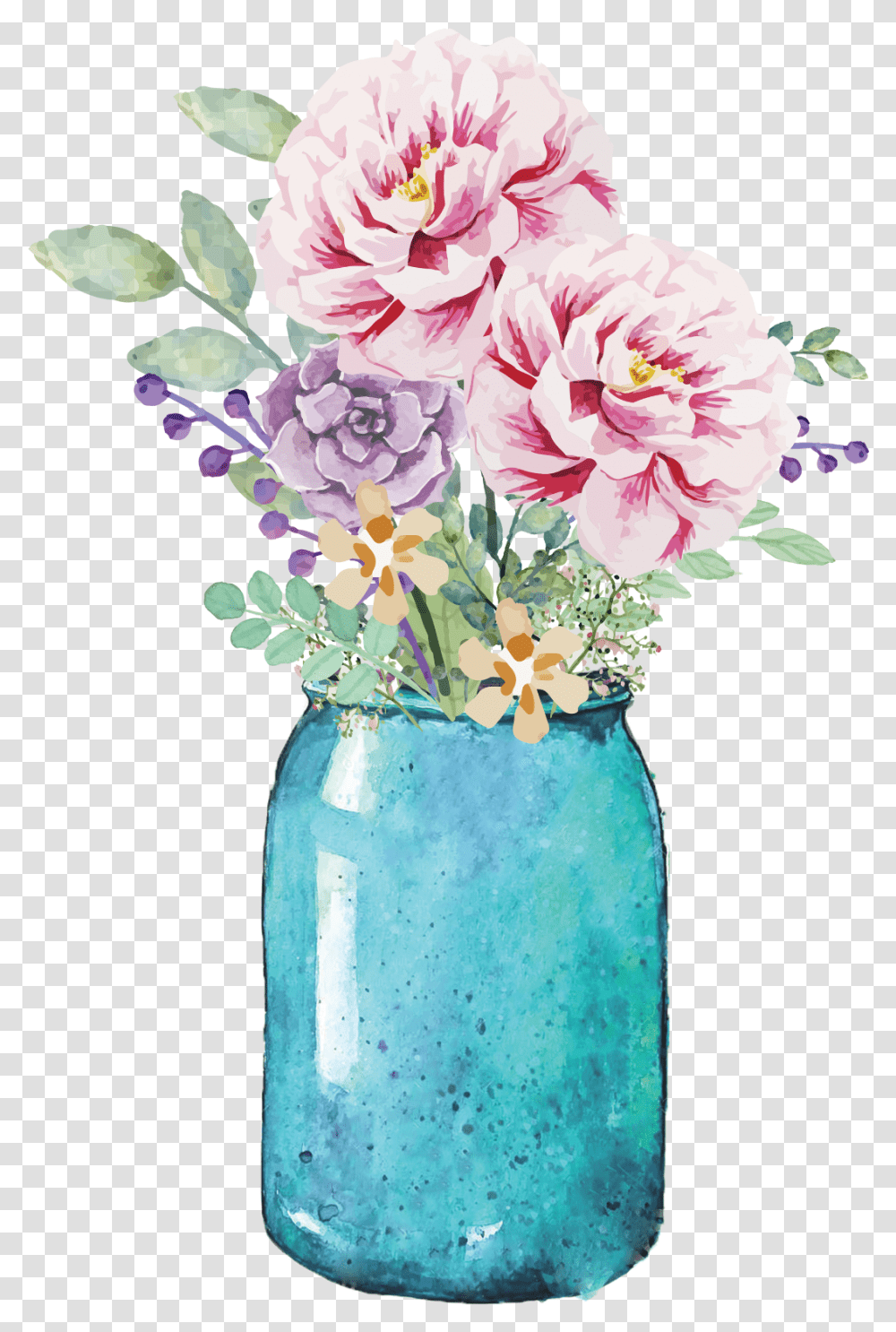 Library Of Flower Mason Jar Graphic Mason Jar Rustic Flower Clipart, Plant, Blossom, Geranium, Flower Arrangement Transparent Png
