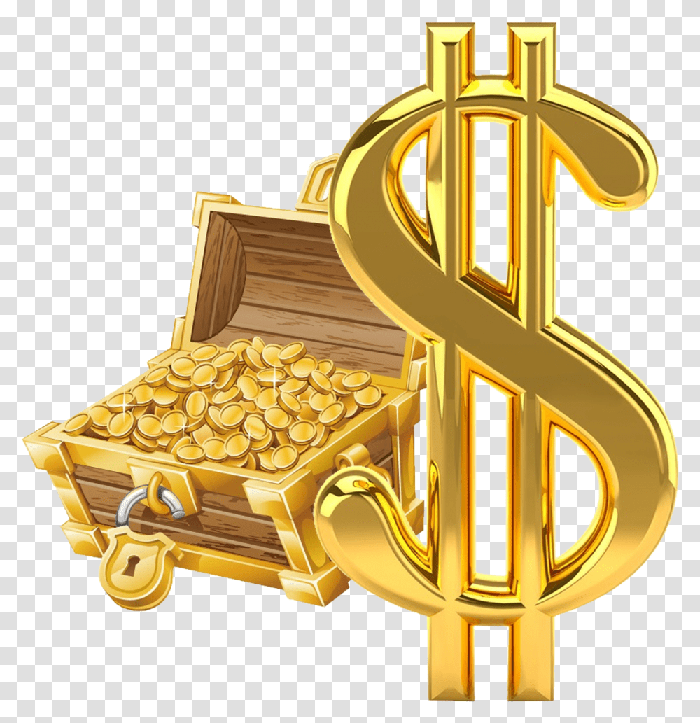 Library Of Gold Money Symbol Clip Art Files Gold Dollar Sign, Treasure, Bulldozer, Tractor, Vehicle Transparent Png