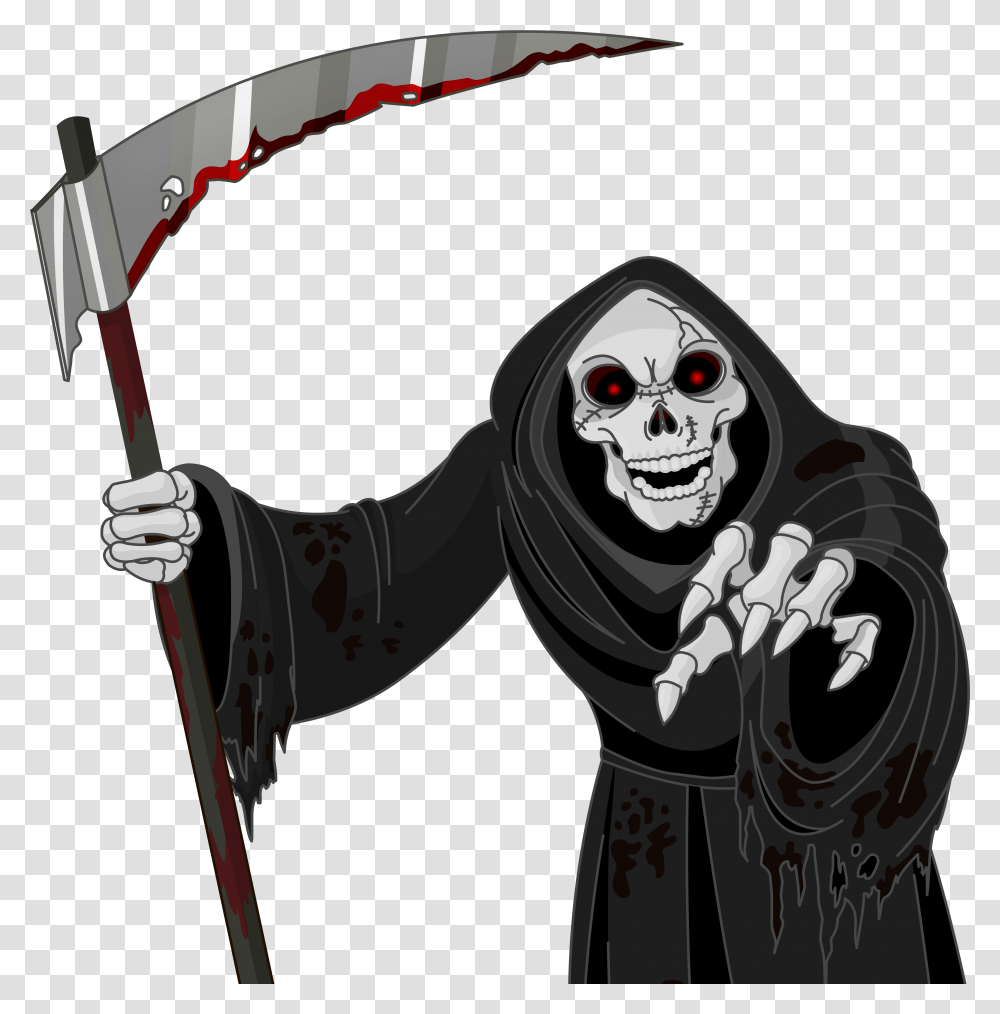 Library Of Halloween Scary Clip Art Halloween Grim Reaper, Bow, Person, Human, Statue Transparent Png