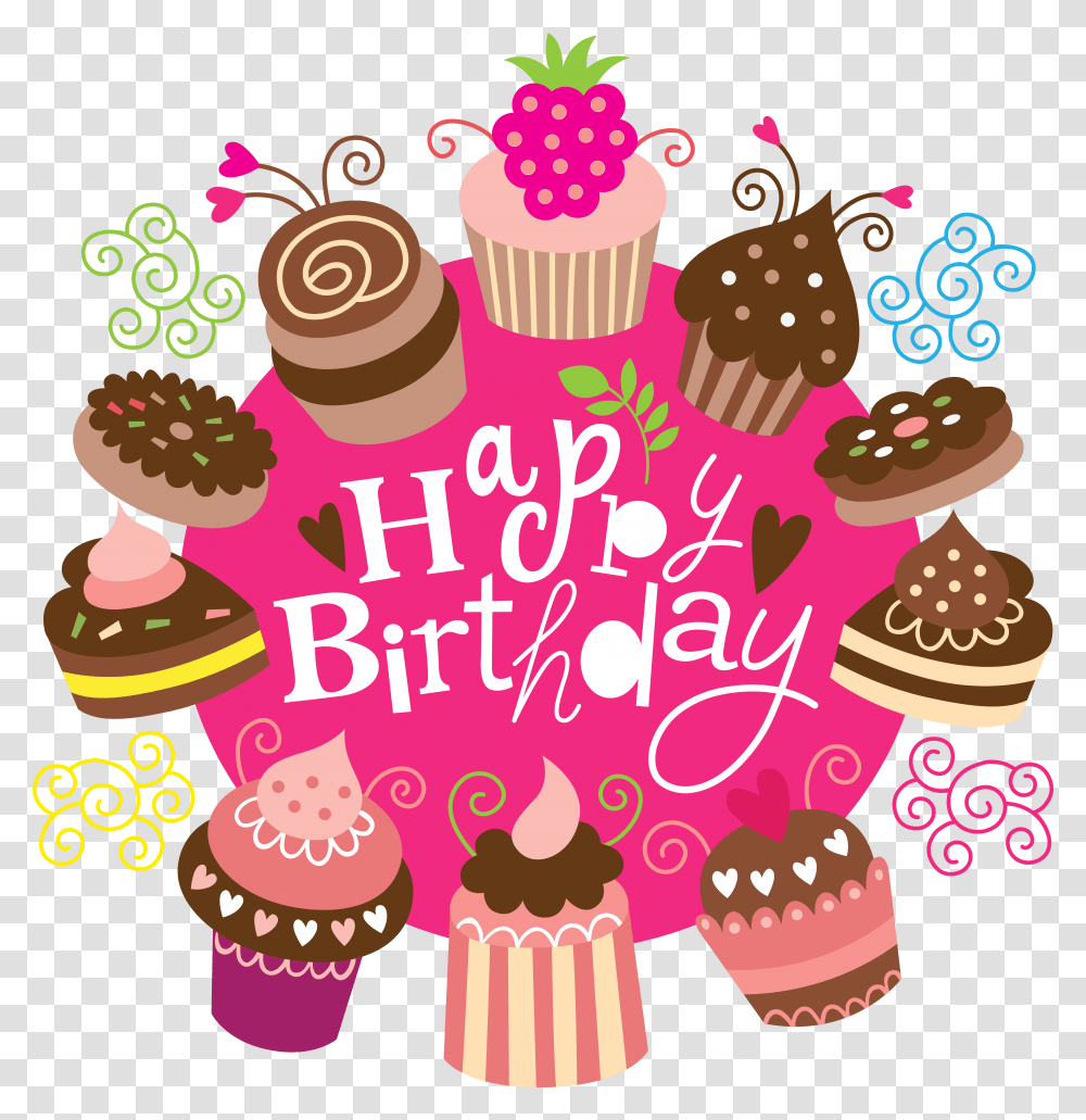Library Of Happy Birthday Cake Banner Happy Birthday Clip Art, Cupcake, Cream, Dessert, Food Transparent Png