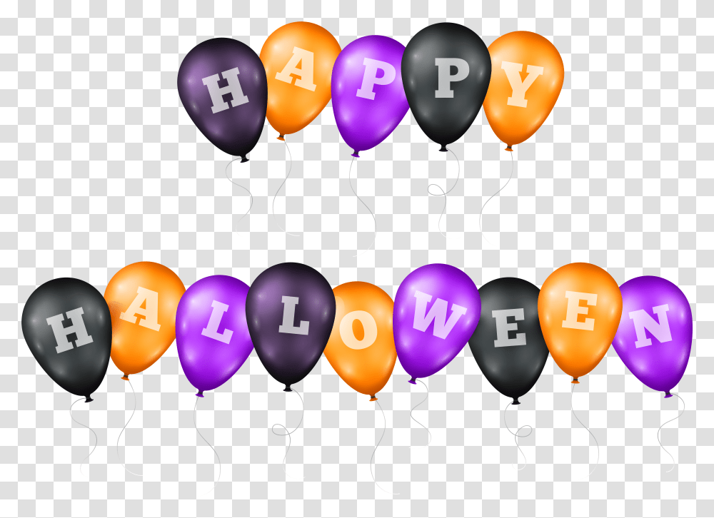 Library Of Happy Halloween Word Banner Black And White Stock Halloween Balloon Background,  Transparent Png