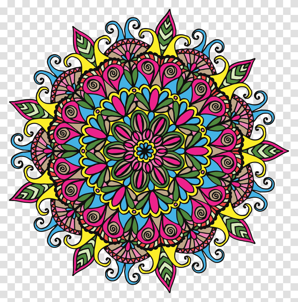 Library Of Mandala Flower Picture Mandala Color Vector, Art, Pattern, Graphics, Floral Design Transparent Png