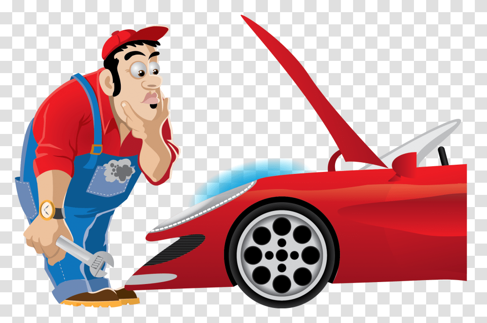 Library Of Mechanic Working Mechanic Clipart, Car, Vehicle, Transportation, Wheel Transparent Png