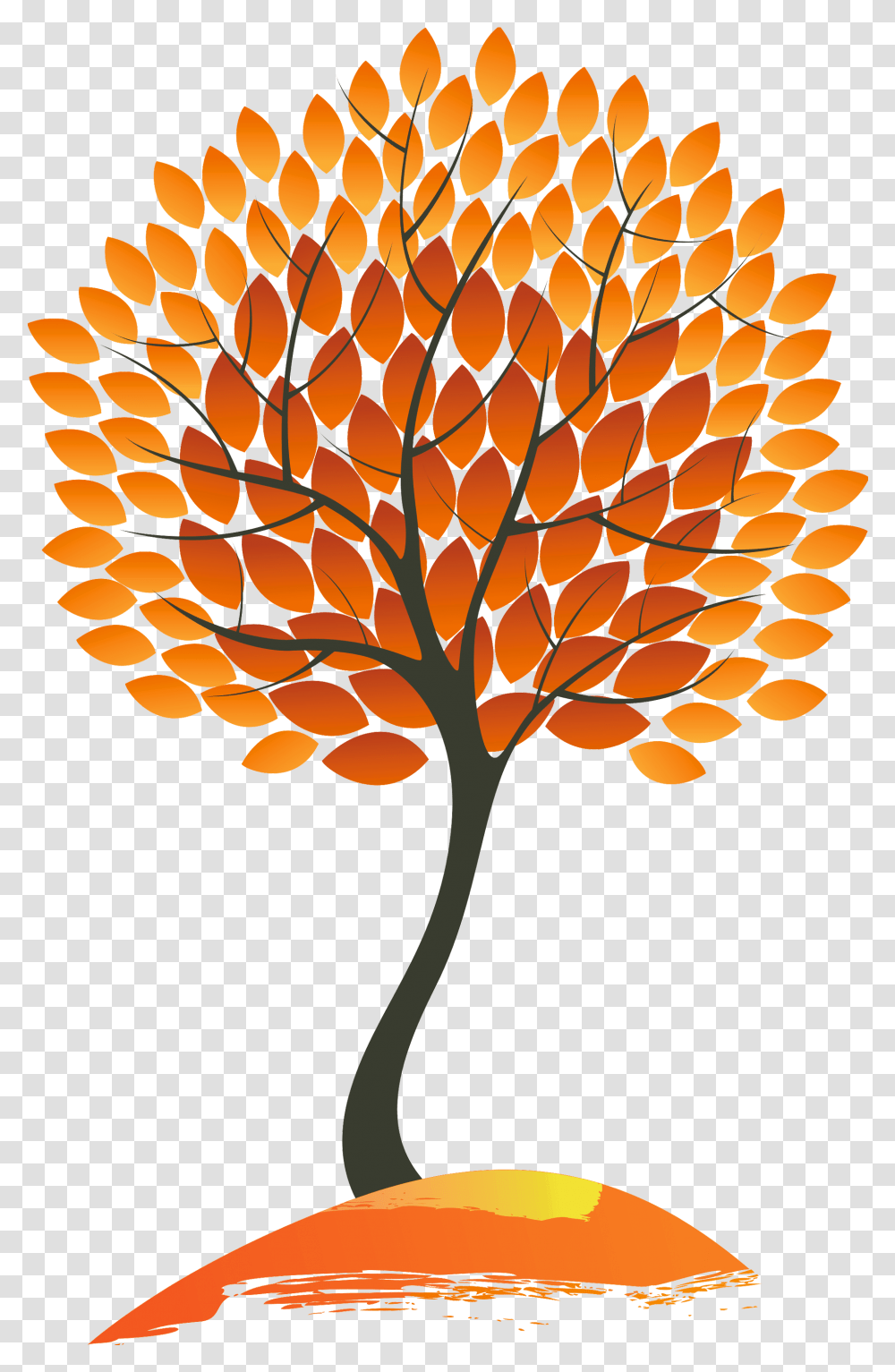 Library Of Orange Tree Svg Black And Autumn Tree Clipart, Chandelier, Lamp, Pattern, Plant Transparent Png