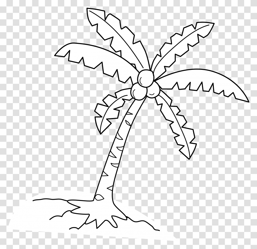 Library Of Palm Tree Vector Black And Coconut Tree Drawing Easy, Cross, Symbol, Photography, Gecko Transparent Png
