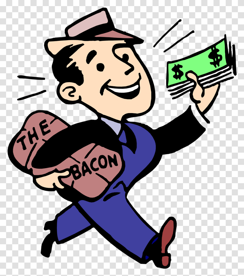 Library Of People With Money Image Royalty Free Files Man Bringing Home The Bacon, Person, Label, Text, Female Transparent Png