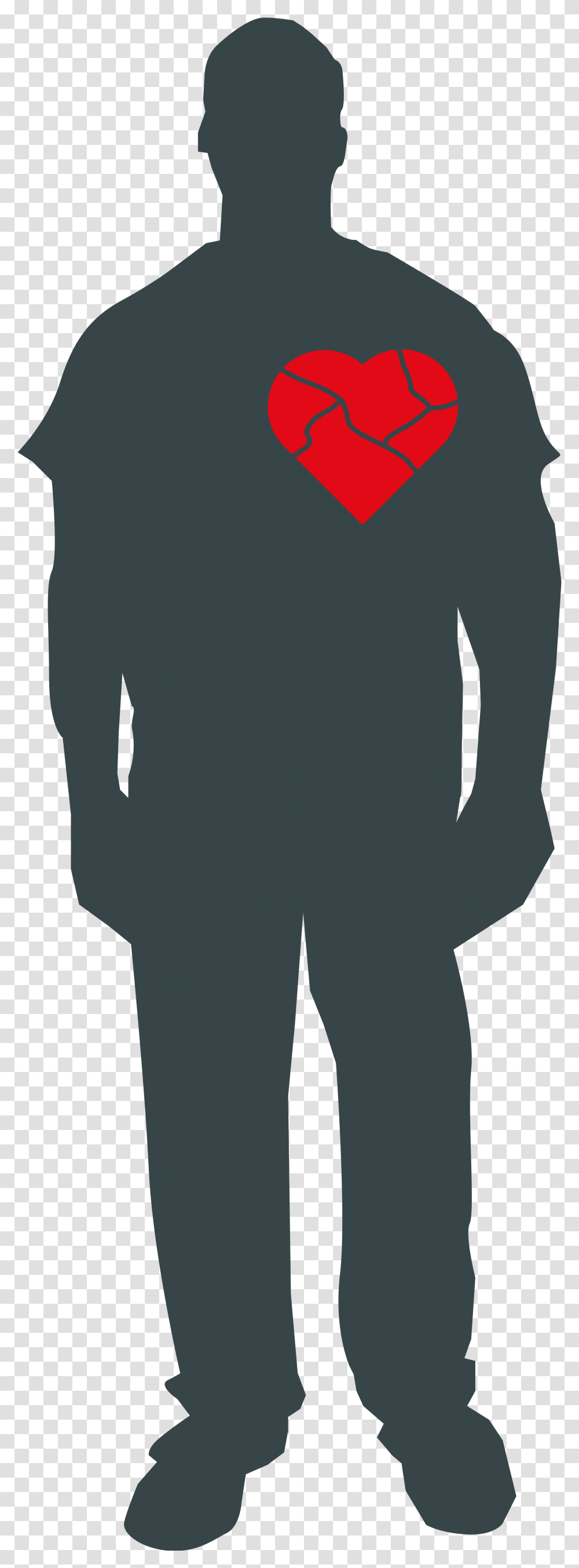 Library Of Person With Heart Clip Download Person With Broken Heart, Clothing, Silhouette, Sleeve, Long Sleeve Transparent Png