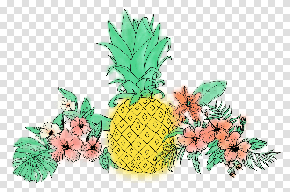 Library Of Pineapple Flower Svg Pineapple Tropical, Fruit, Plant, Food, Word Transparent Png