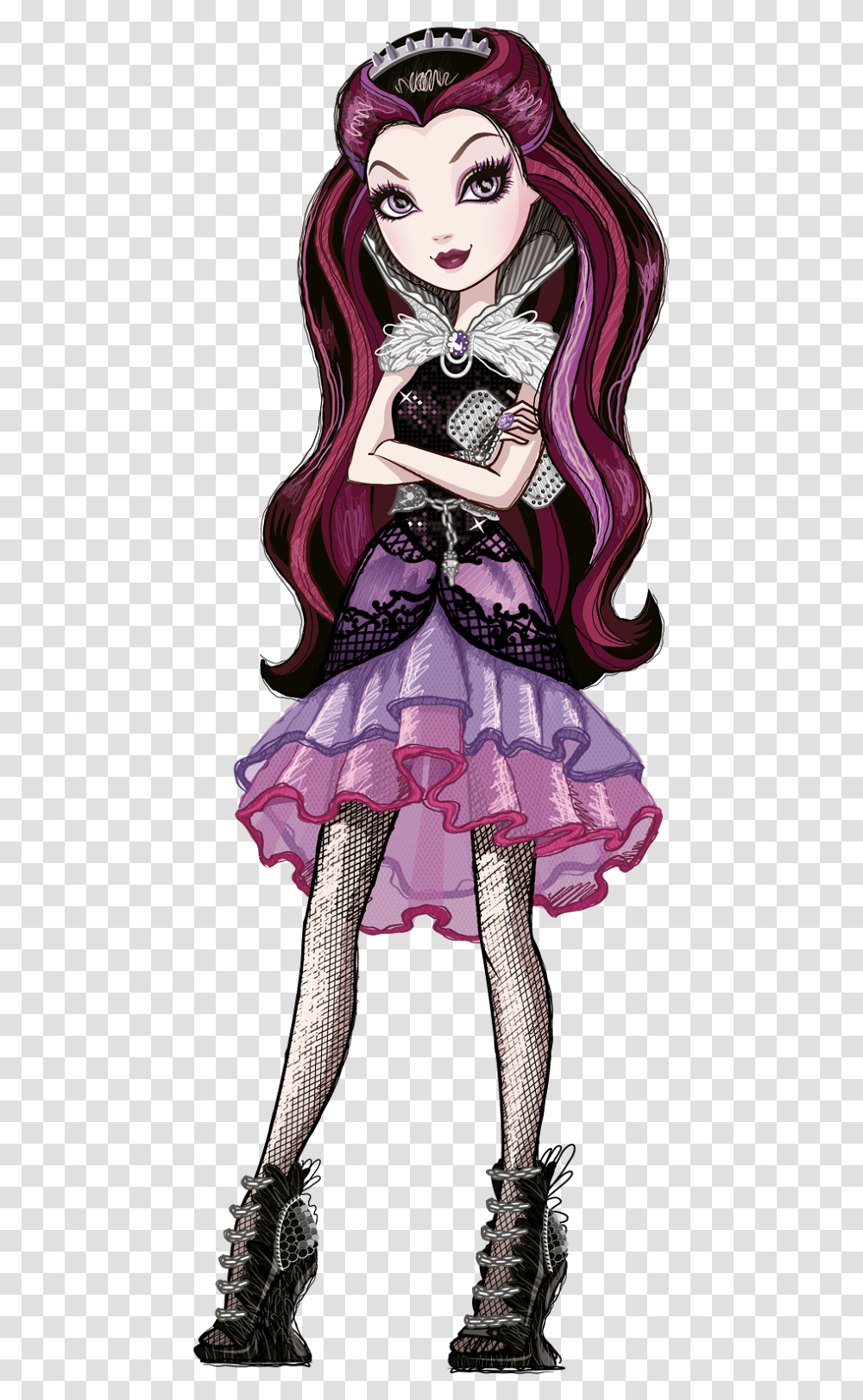 Library Of Raven Halloween Jpg Black And White Download Ever After High Raven Queen, Clothing, Doll, Toy, Person Transparent Png