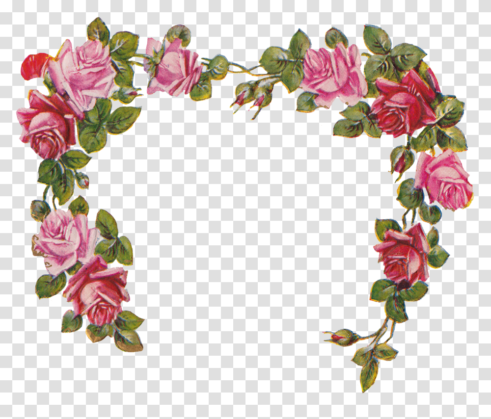 Library Of Rose Heart Flower Clipart Files Flower Frame No Background, Floral Design, Pattern, Graphics, Wreath Transparent Png