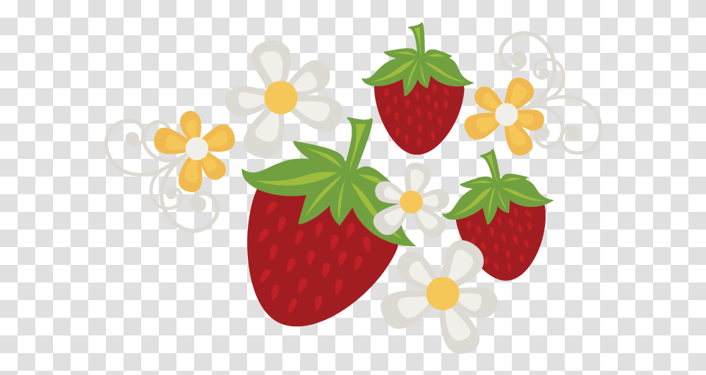 Library Of Strawberry Flower Picture Freeuse Strawberry Flower Cartoon, Fruit, Plant, Food, Meal Transparent Png