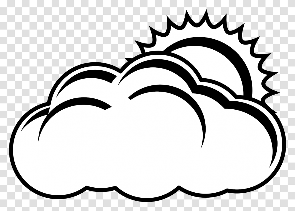 Library Of Sun And Cloud Svg Freeuse Download Black Sun And Cloud Black And White Clipart, Stencil, Pumpkin, Vegetable, Plant Transparent Png
