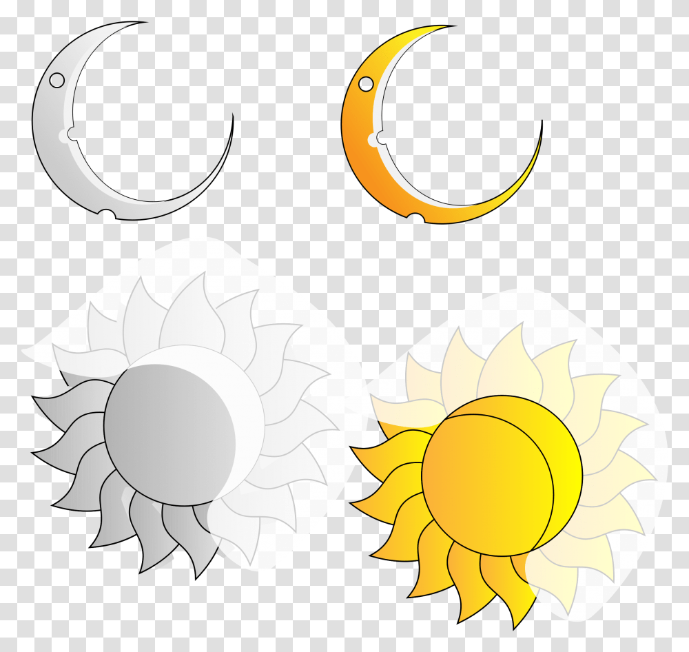 Library Of Sun Moon Star Clipart Sun And Crescent Image, Text, Soccer Ball, Plant, Flower Transparent Png