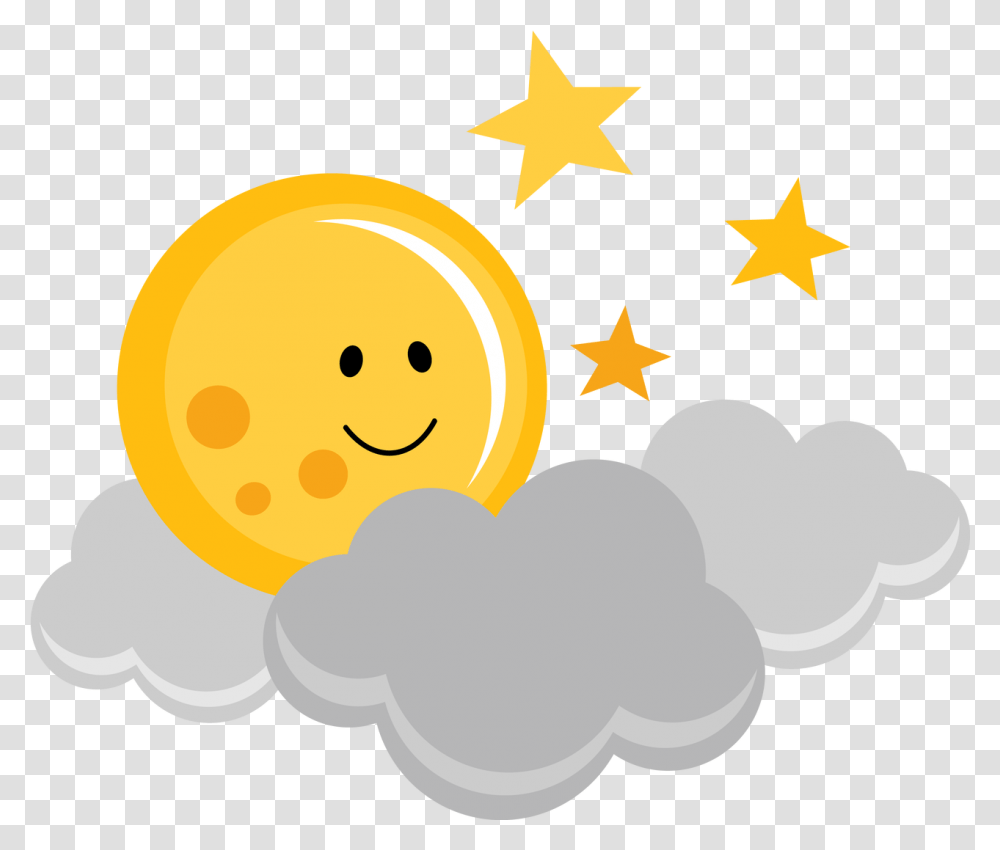 Library Of Sun Peeking Through Clouds Jpg Free Files Cute Moon Cartoon, Outdoors, Star Symbol, Nature, Sky Transparent Png
