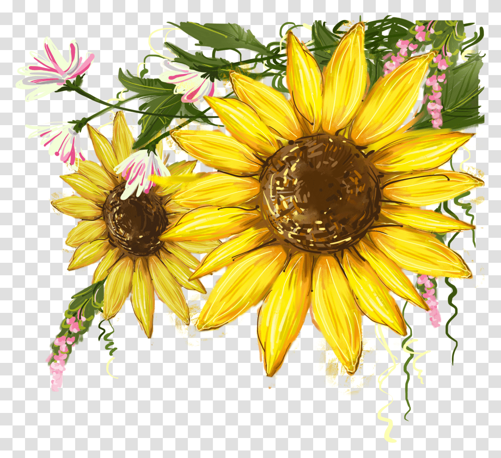 Library Of Sunflower Watercolor Svg Royalty Free Sunflower Watercolor Clipart, Plant, Blossom, Daisy, Daisies Transparent Png
