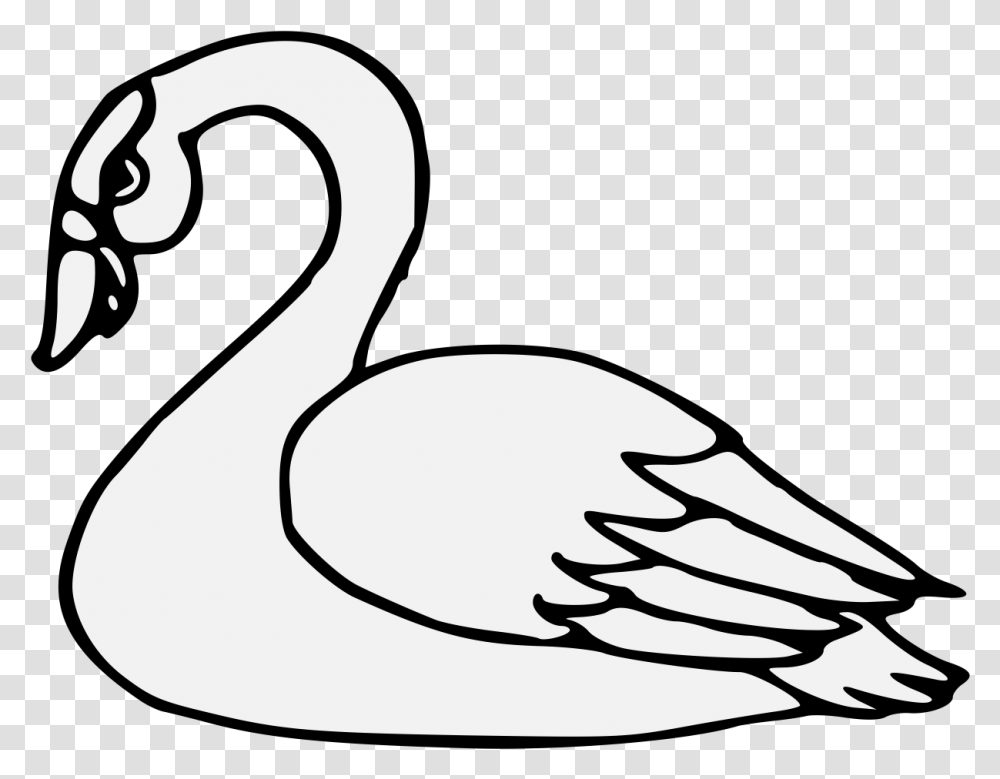 Library Of Swan Heart Jpg Black And White Files Swan Drawing, Animal, Bird, Goose Transparent Png
