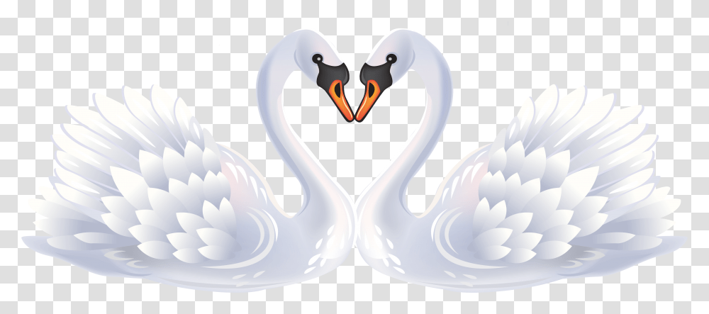 Library Of Swan Heart Jpg Black And White Swans, Animal, Bird, Flamingo, Waterfowl Transparent Png