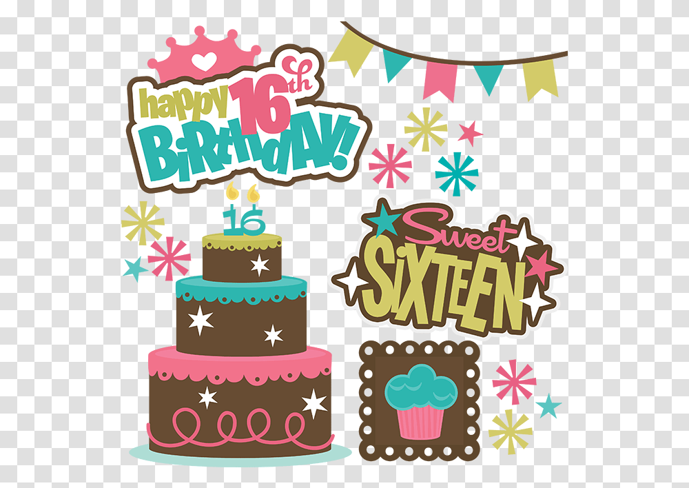 Library Of Sweet 16 Crown Freeuse Stock Files Happy Birthday 16th Girl, Cake, Dessert, Food, Birthday Cake Transparent Png