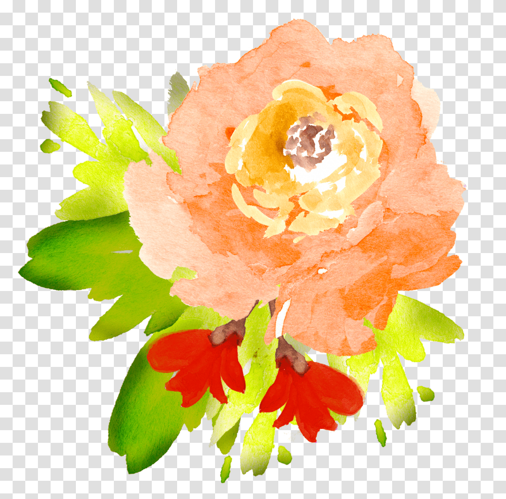 Library Of Watercolor Flower Picture Orange Flower Clipart, Plant, Blossom, Rose, Petal Transparent Png