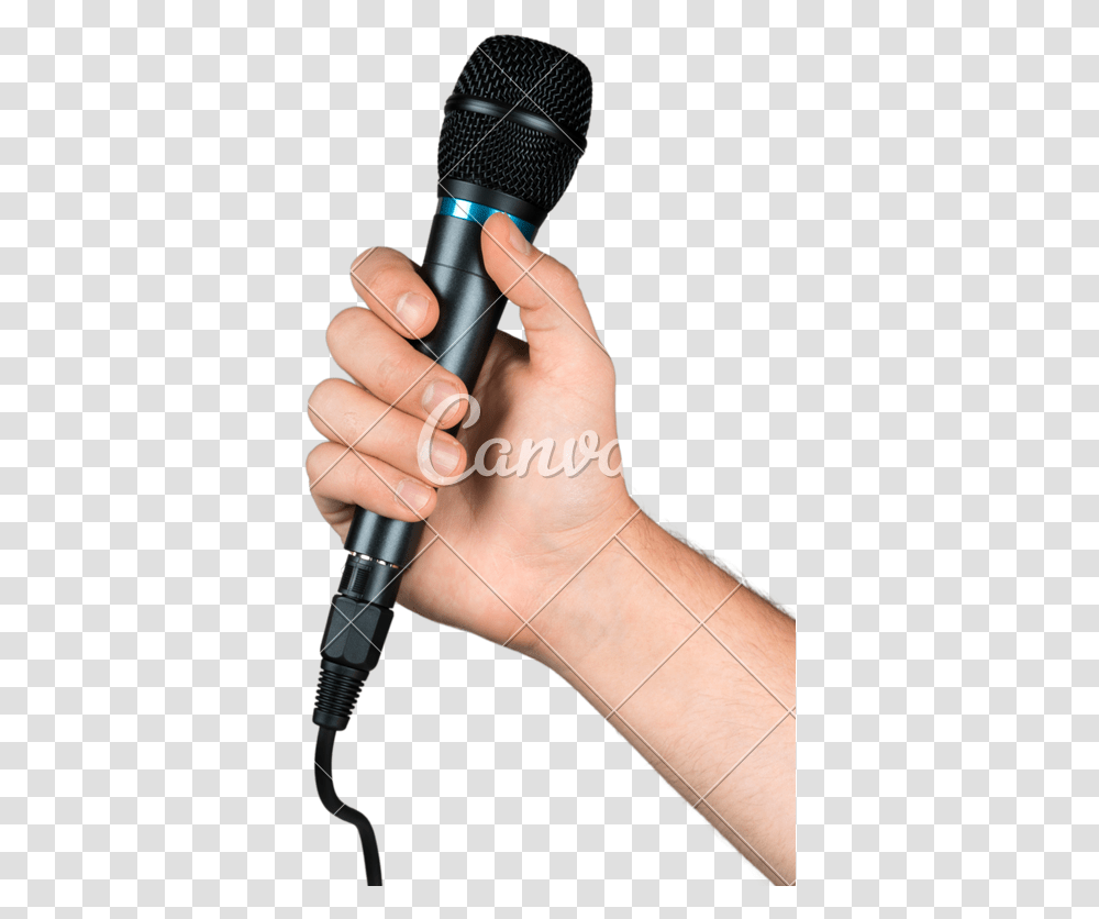 Library Of Womans Hand Holding Mic Banner Black And White Hand Holding A Microphone, Person, Human, Marker, Cosmetics Transparent Png