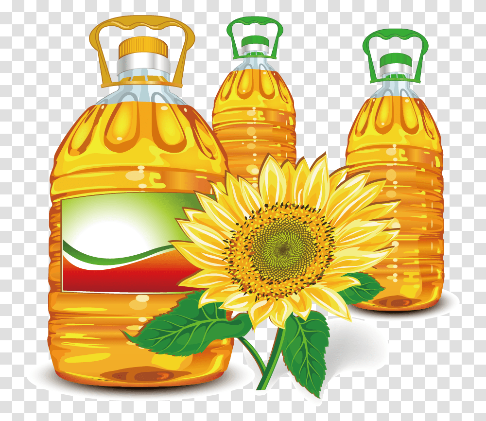 Library Stock Sunflower Olive Clip Art Palm Oil Clip Art, Plant, Bottle, Label, Beverage Transparent Png