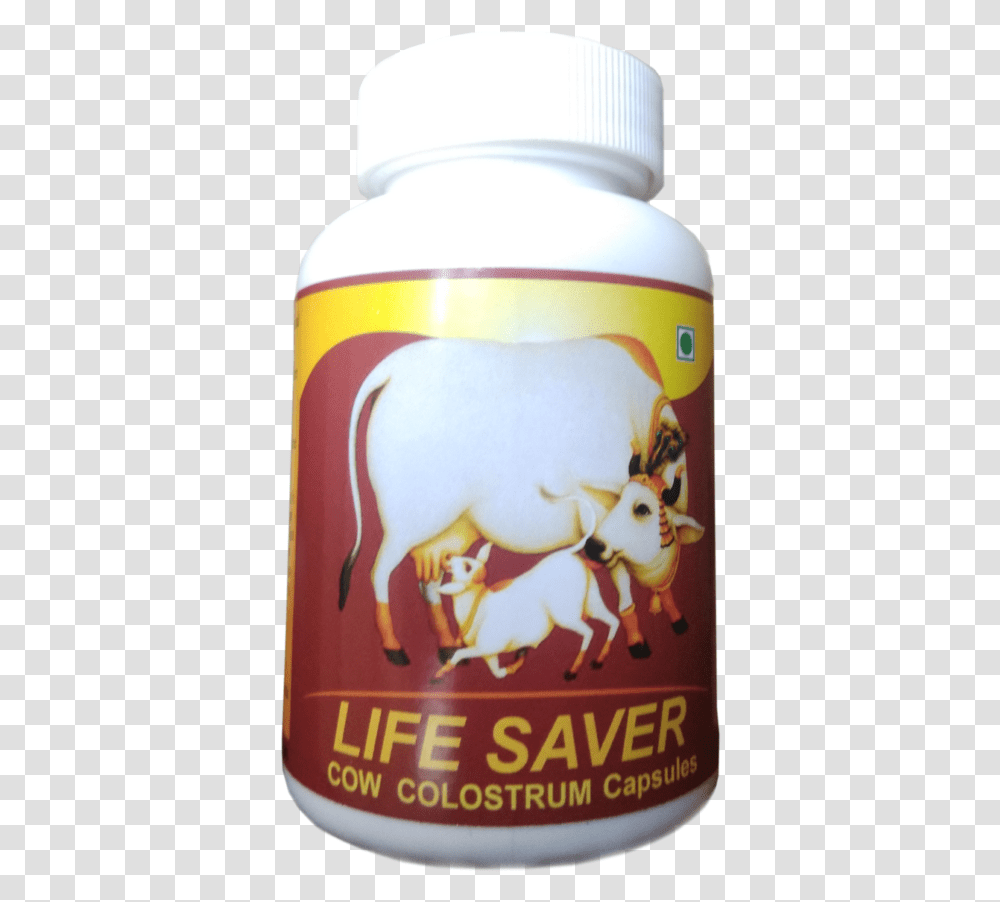 Life Saver Cow Colostrum Nutrition Capsules Indian Cow With Calf, Tin, Can, Beverage, Coffee Cup Transparent Png
