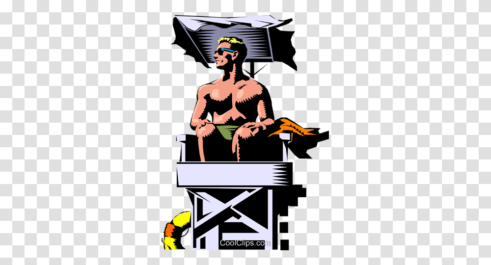 Lifeguard Keeping Watch Royalty Free Vector Clip Art Illustration, Person, Poster, Performer Transparent Png