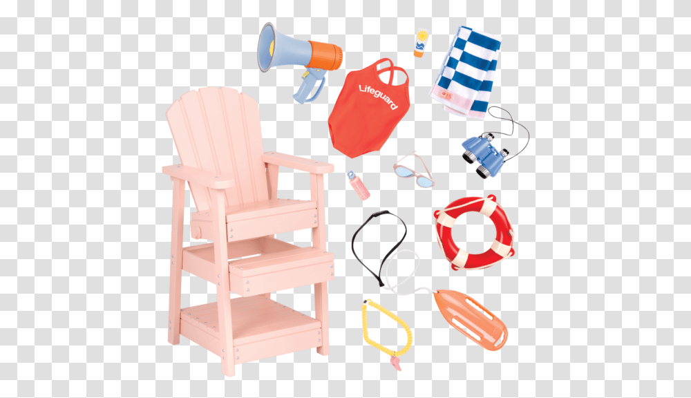 Lifeguard Playset Our Generation Lifeguard Playset, Chair, Furniture, Text, Flag Transparent Png