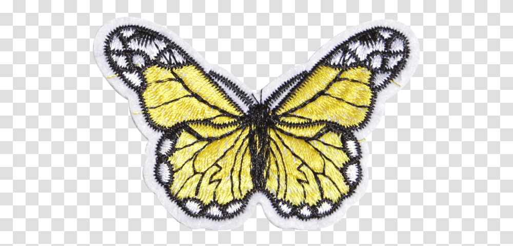 Lifelike Customized Yellow Butterfly Embroidery Patch Meadow Brown, Insect, Invertebrate, Animal, Pattern Transparent Png