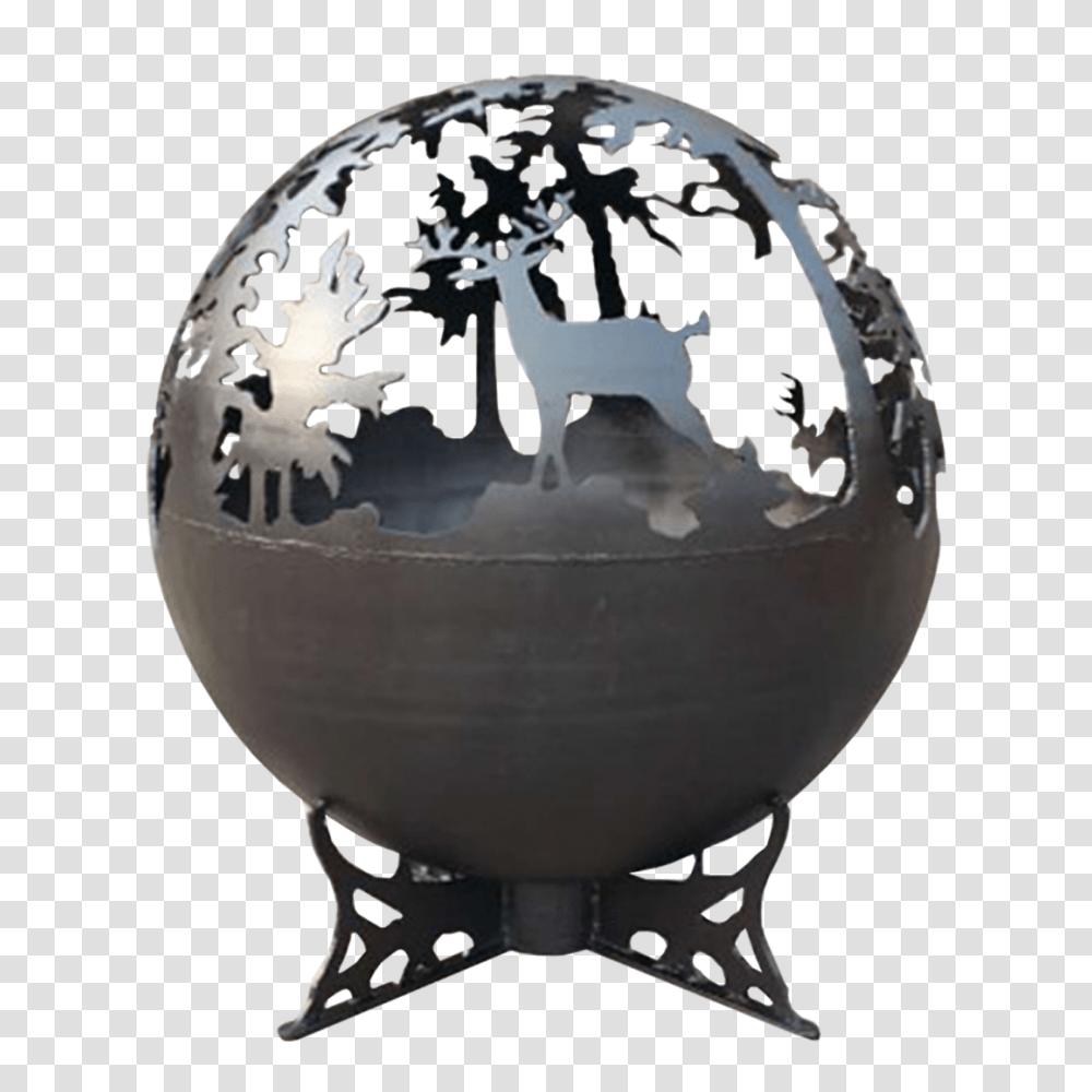 Lifestyle Deer Fire Globe Fire Pit Qubox, Sphere, Helmet, Metropolis, Building Transparent Png