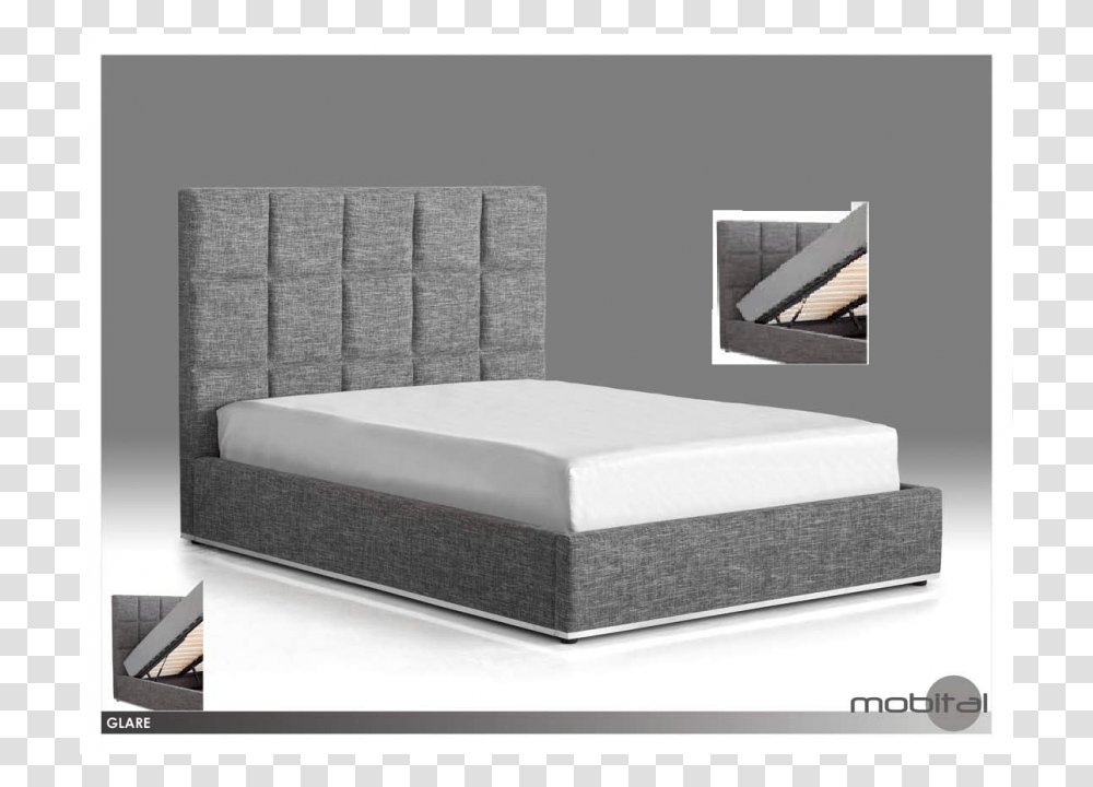 Lift Up Storage Bed Gray, Furniture, Mattress, Architecture, Building Transparent Png