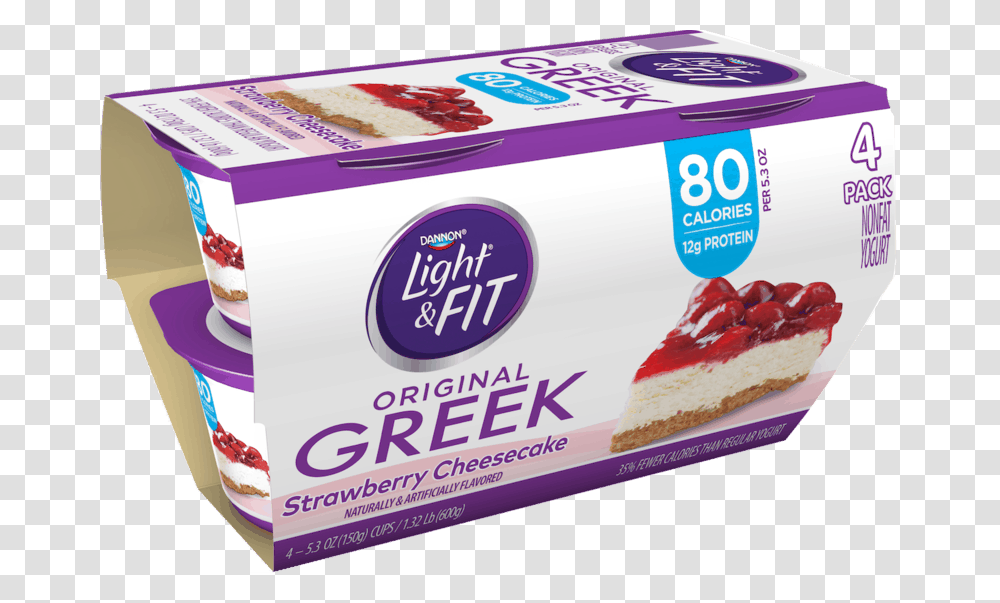 Light And Fit Greek Yogurt Strawberry Banana, Dessert, Food, Cake, Gum Transparent Png